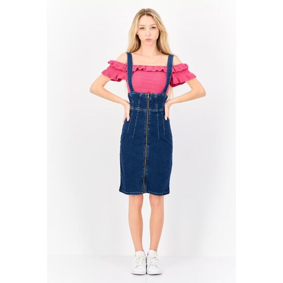 Miss Sixty Vintage Y2K Denim Overall Skirt Low Rise Zipper Patchwork Small Retro - Picture 12 of 12